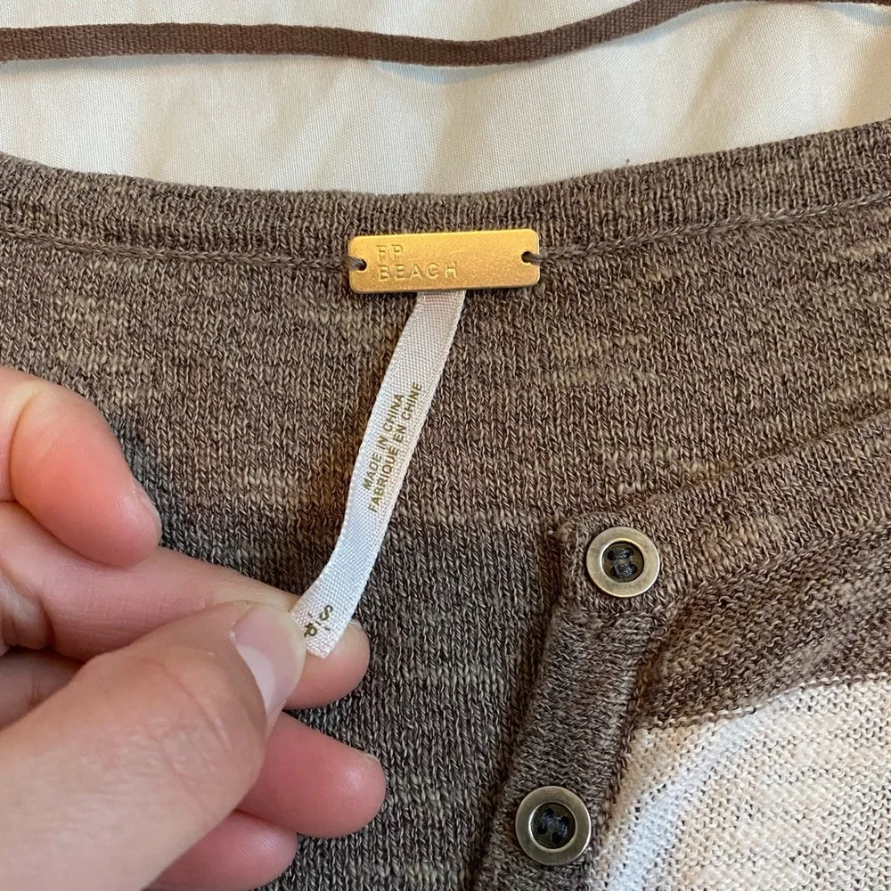 Free People Beach Long Sleeve Stripped Shirt - Picture 2 of 6